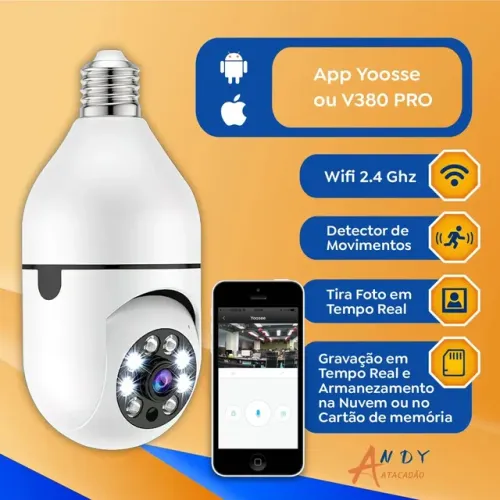 CÂMERA DE SEGURANÇA WI-FI MINI SPEED BOCAL E27 WI-FI 