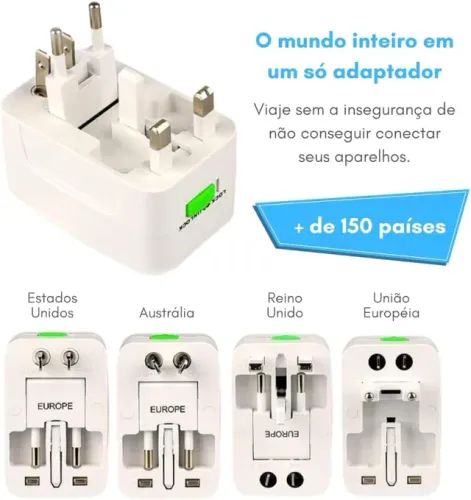 Adaptador Internacional All-in-one Universal para mais de 150 Paises - para Viagens