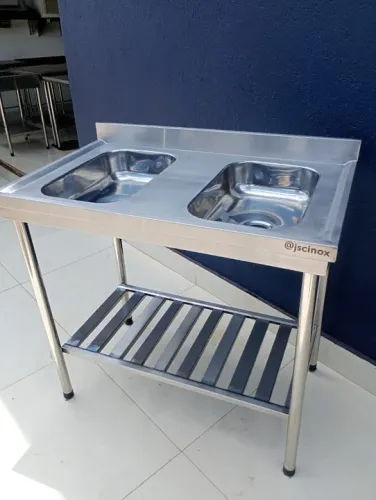 Pia industrial 1.0x0.60 cuba dupla inox - bsb.