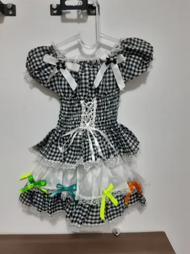 Vestido Festa Junina Xadrez com Laços