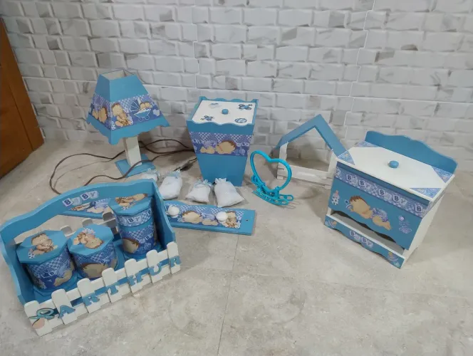 Kit Decoração Quarto Bebê Menino - Azul