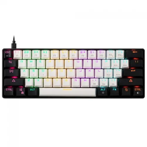 Teclado Mecânico 60% Gamdias AURA GK2 White/Black Led RGB Switch Blue - WZetta
