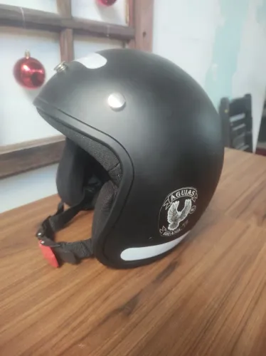 Capacete  aberto vintage retro preto 