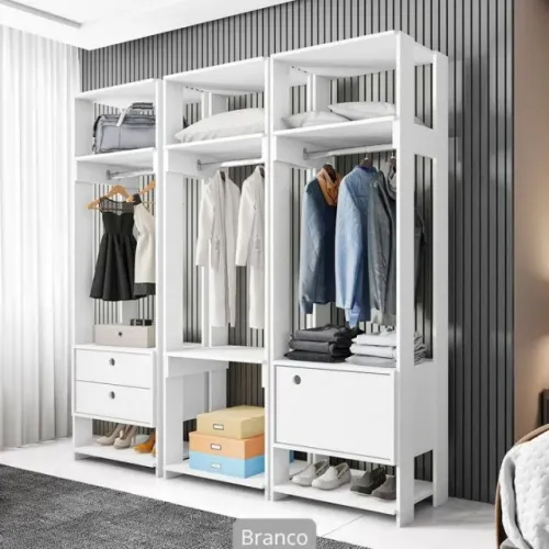 Roupeiro em Módulos 3 Peças com Porta e Gavetas