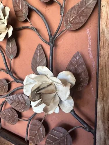 Decoração de parede em metal com flores Quadro