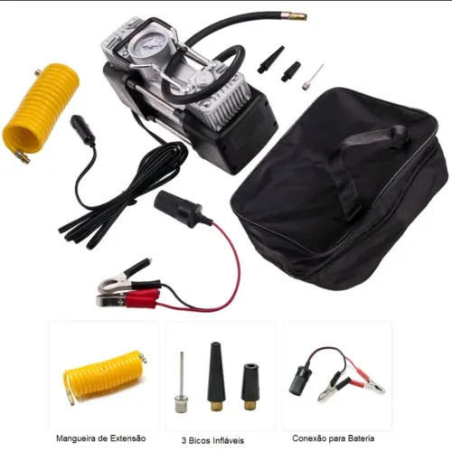 Mini Compressor De Ar Portátil 12v 2 Cilindros Potente Compressor De Ar Automotivo