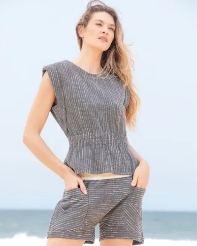 Conjunto short e blusa zara cinza TICIA