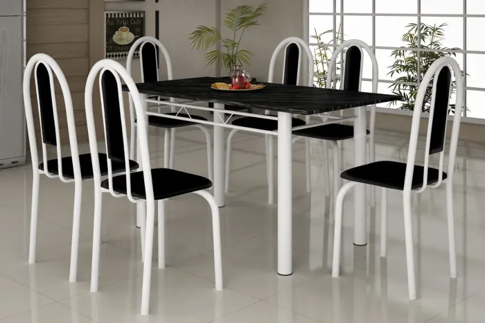 Mesa Tubular Granizo com Cadeiras Tubo Grosso 1,40 Pronta Entrega 