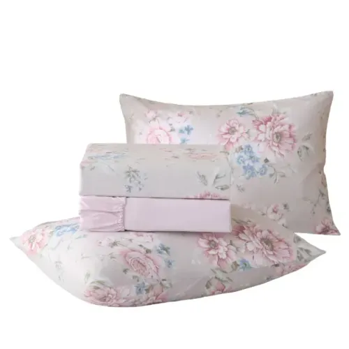 Jogo Lençol Estampa Rosas 4 peças Solteiro