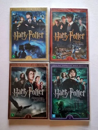 DVD Harry Potter e a Pedra Filosofal Câmara Secreta Prisioneiro de Azkaban Cálice de Fogo