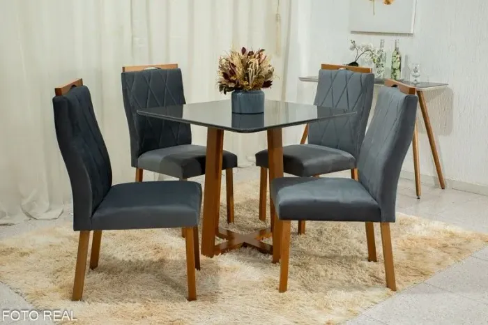 MESA DE JANTAR SUPER QUALIDADE COM BASE E CADEIRAS EM MADEIRA MACIÇA!! 625RU7