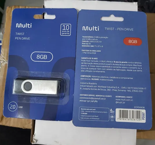 ORIGINAL: Pendrive 8GB Multilaser 2.0 USB Pen Drive