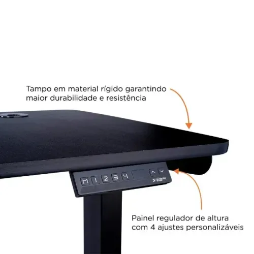 Mesa Office KABUM! TECH DT900,Preta Regulagem de Altura Automática 4Memorizaçoes KTDT900PT