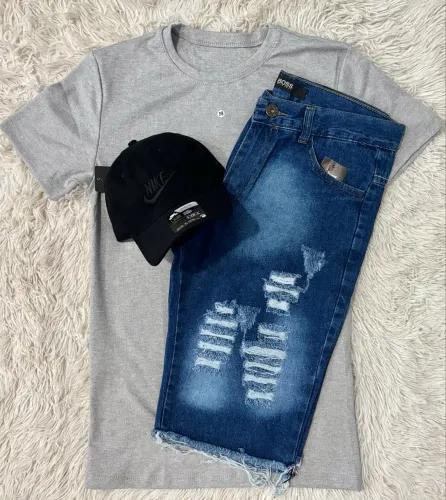 Kit M Boné Camisa e Bermuda