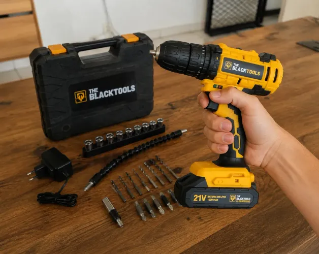 Furadeira Parafusadeira de Impacto The Black Tools 21V + Kit Completo