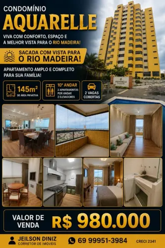 OPORTUNIDADE!!! APARTAMENTO DE 145M2 NO CONDOMÍNIO AQUARELLE 