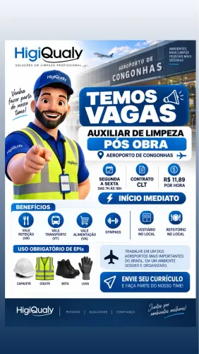 VAGA AUX DE LIMPEZA AEROPORTO DE CONGONHAS