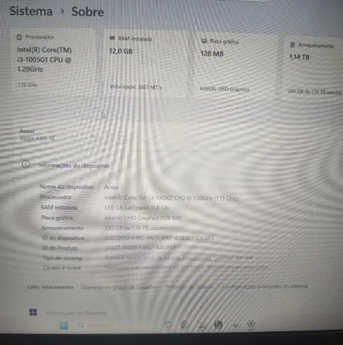 Notebook Acer i3