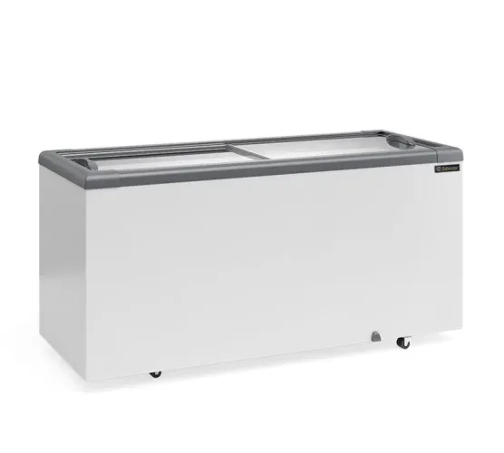 Ac freezer 500lts horizontal tampo de vidro Gelopar