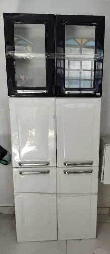 Armário Duplo em Aço Alto 6 Portas Luce Itatiaia Branco/Preto