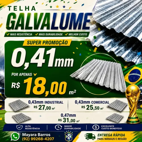 Telha galvalume 0.41mm