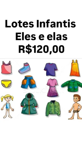Bazar de roupa infantil. Bazar infantil e vendas de vários lotes infantis de vários tamanh