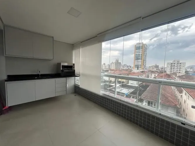 Apartamento 1 quarto (1 suíte) com varanda gourmet, frente, 60m² em Boqueirão, Santos alu