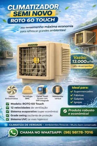 CLIMATIZADOR ROTO 60 TOUCH ROTOPLAST (SEMI NOVO)