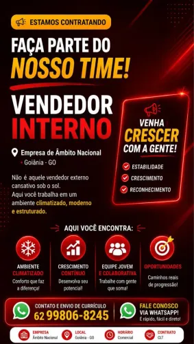 Vaga de vendedor Interno