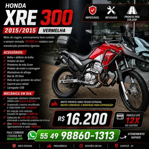 HONDA XRE 300 2015 (DE VIAJEM CABEÇOTE DA XRE 2022 ZERO TRINCA)