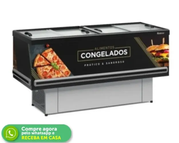 Ilha de Congelados 2m Gelopar Preta Vidro Reto