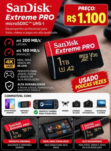 SanDisk Extreme PRO 1TB ? Usado poucas vezes