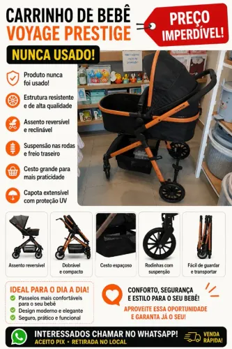 ? CARRINHO DE BEBÊ VOYAGE PRESTIGE - PREÇO IMPERDÍVEL! ?