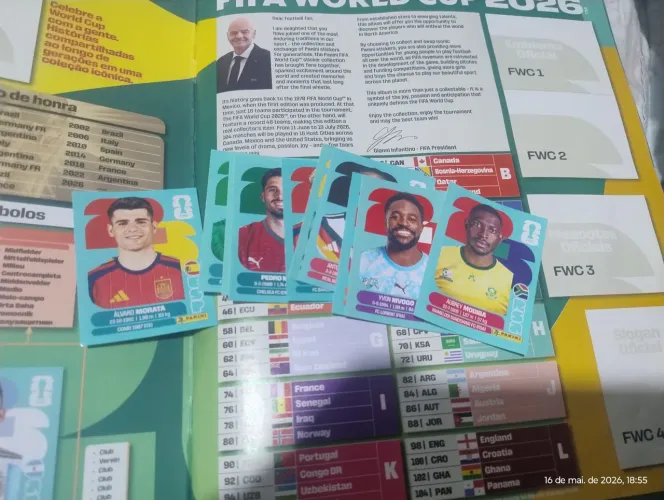 Álbum da copa faltando 12 figurinhas