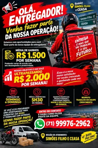 VENHA SER ENTREGADOR SIMÕES FILHO 