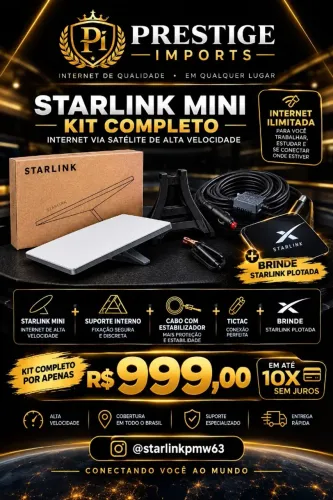 STARLINK MINI KIT VEICULAR  || STARLINK + SUPORTE INTERNO + CABO COM ESTABILIZADOR 2M