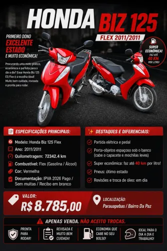 Venda Honda bis 125 ES flex 2011/2011