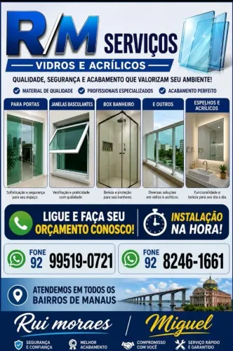 Instalação de vidros e etc..