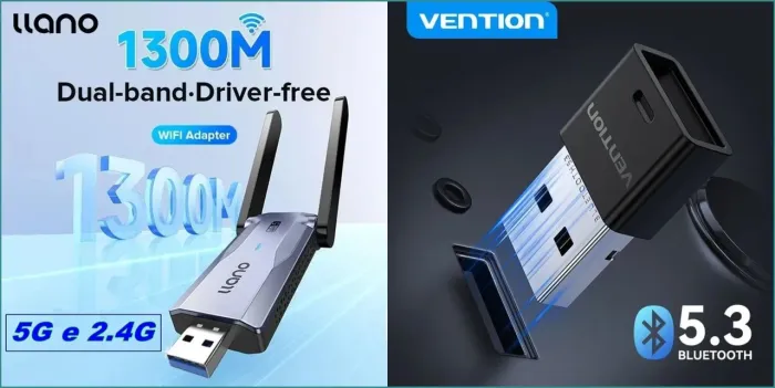KIT Adaptador Wi-fi Dual band 5ghz / 2.4 ghz + Adaptador Bluetooth 5.3 Original.
