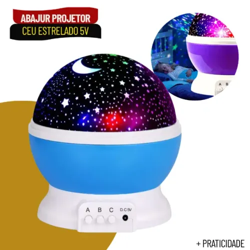 Luminária Projetor Galáxia LED 360° RGB USB Infantil para Quarto e Mesa - SFT03