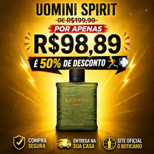 Perfume Uomini Spirit 100ml O Boticário Original | Promoção Relâmpago 50% OFF