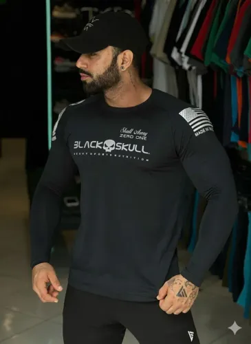 Manga longa Black skull 