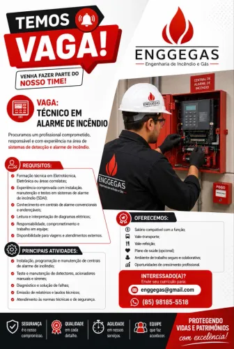 Vaga para Técnico em Alarme de incêndio