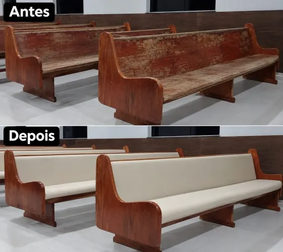 Restauração de bancos de igrejas com padrão Fifa para o conforto dos fiéis!