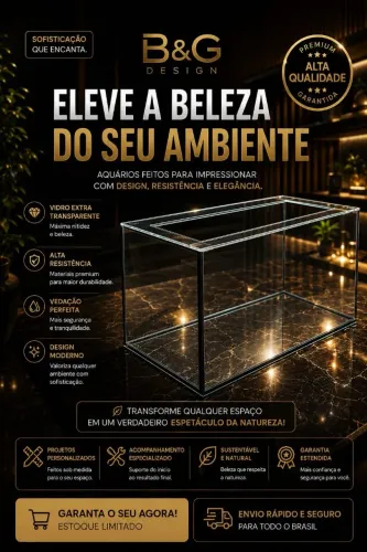 Aquário de 72 litros com travas francesas