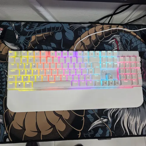 Teclado Mecânico 100% Switch Azul, Fire Phoenix, Branco, White *Seminovo