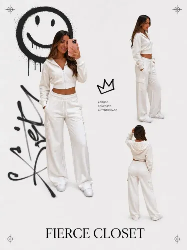 Conjunto feminino de frio moletom