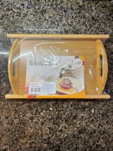 Bandeja retangular bambu
