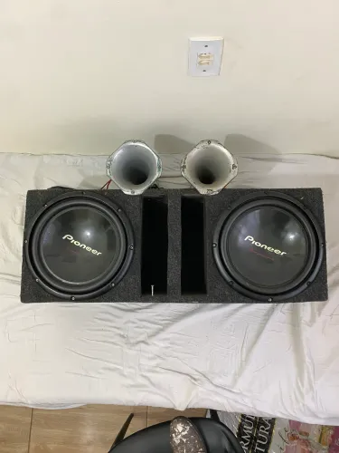 Caixa de Som Pioneer Cara Preta 2x12? + 2 Drivers Selenium D250X 8 ohms- Grave Forte