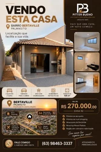 Casa à Venda no Bertaville | 2 Quartos, 1 Suíte | R$ 270 Mil